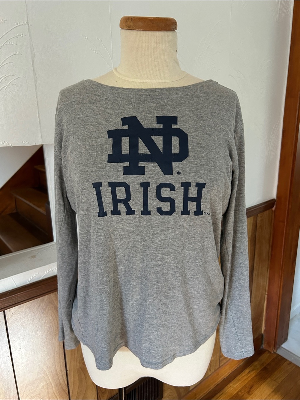 Gray Notre Dame Irish scoop neck tee